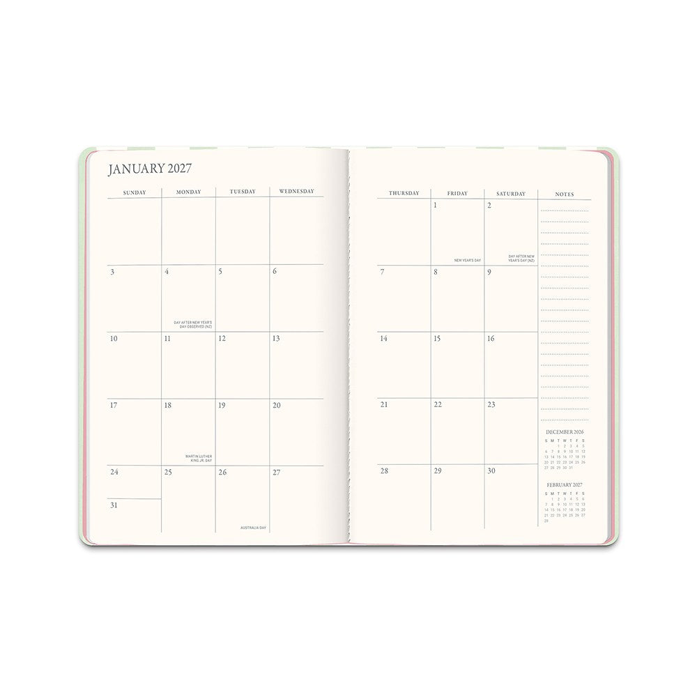 Orange Circle 2027 Casebound Diary 143 x 205mm Month To View Cabana Stripes
