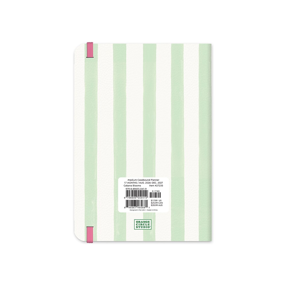 Orange Circle 2027 Casebound Diary 143 x 205mm Month To View Cabana Stripes