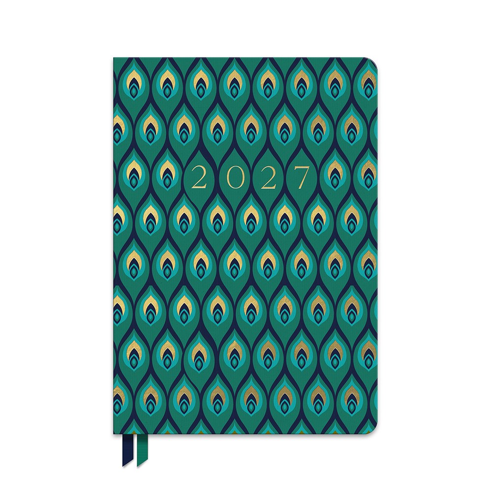 Orange Circle 2027 Clara Cloth Bound Diary 152 x 216mm Week To View Cascading Plumes