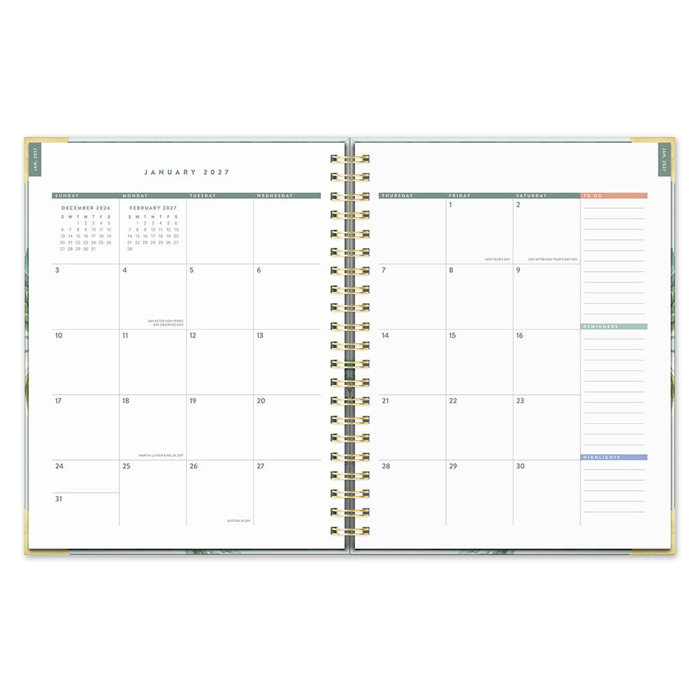 Orange Circle 2027 Deluxe Extra-Large Spiral Diary 216 x 279mm Week To View Bella Flora