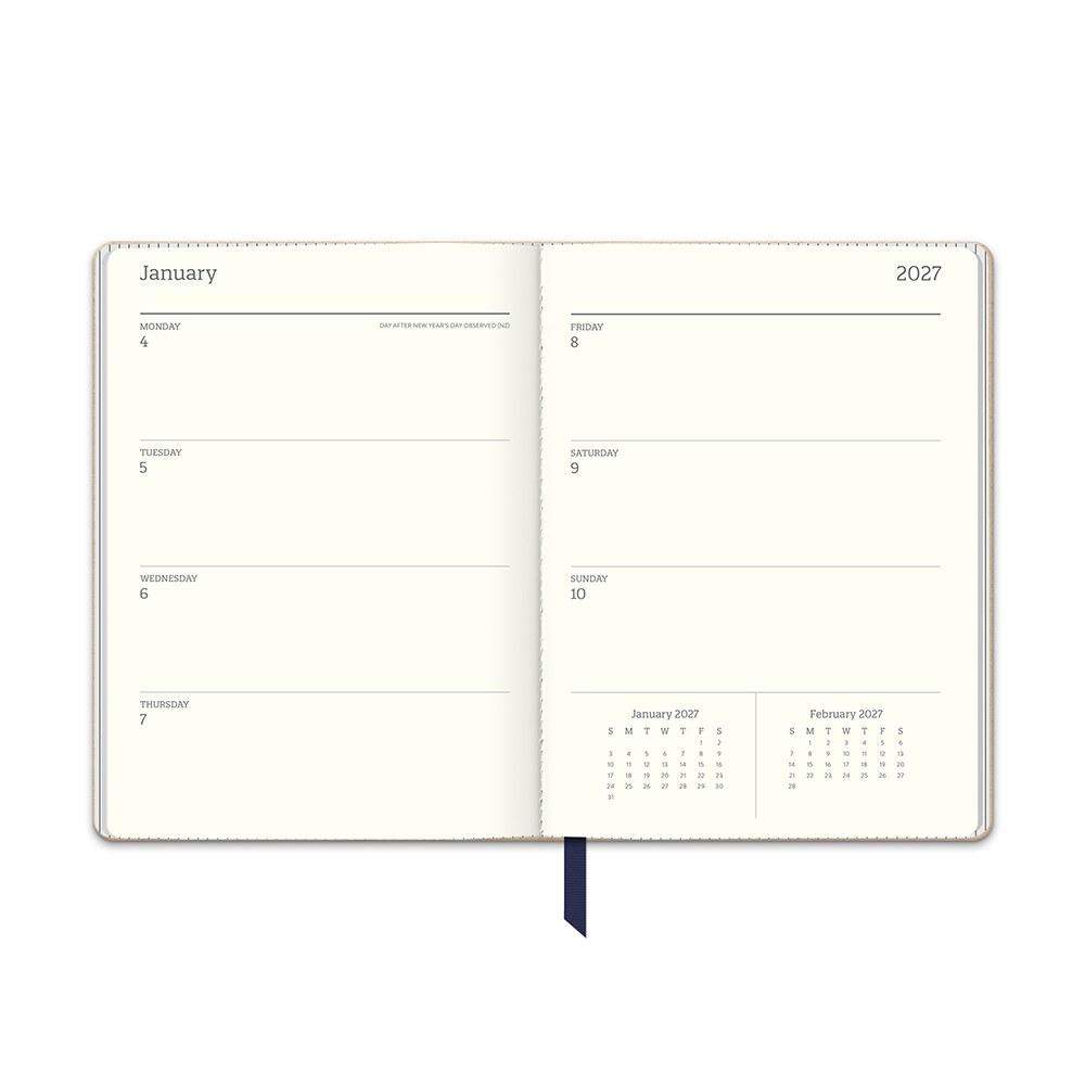 Orange Circle 2027 Medium Dual-Textured Diary 142 x 193mm Week To View Dots On Navy