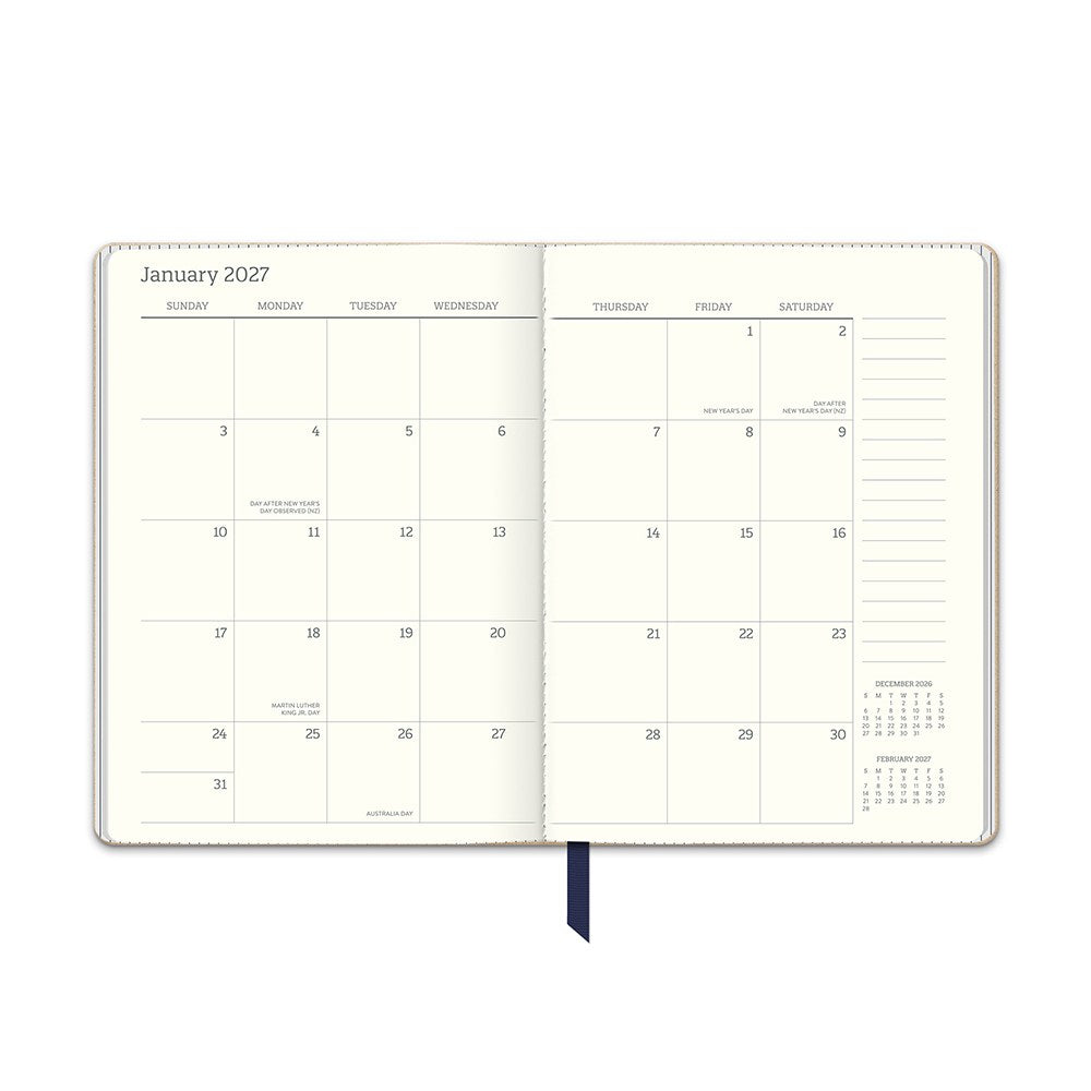 Orange Circle 2027 Medium Dual-Textured Diary 142 x 193mm Week To View Dots On Navy