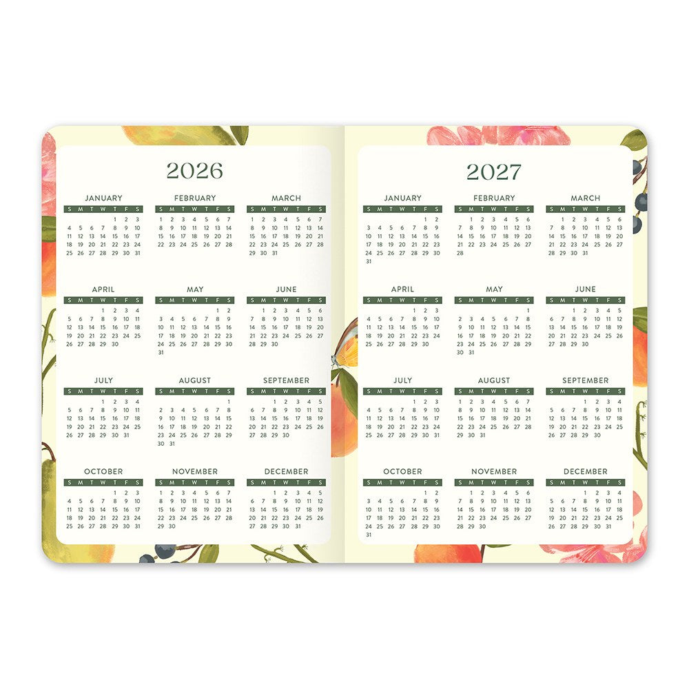 Orange Circle 2027 Monthly Pocket Diary 114 x 165mm Month To View Fruit And Flora
