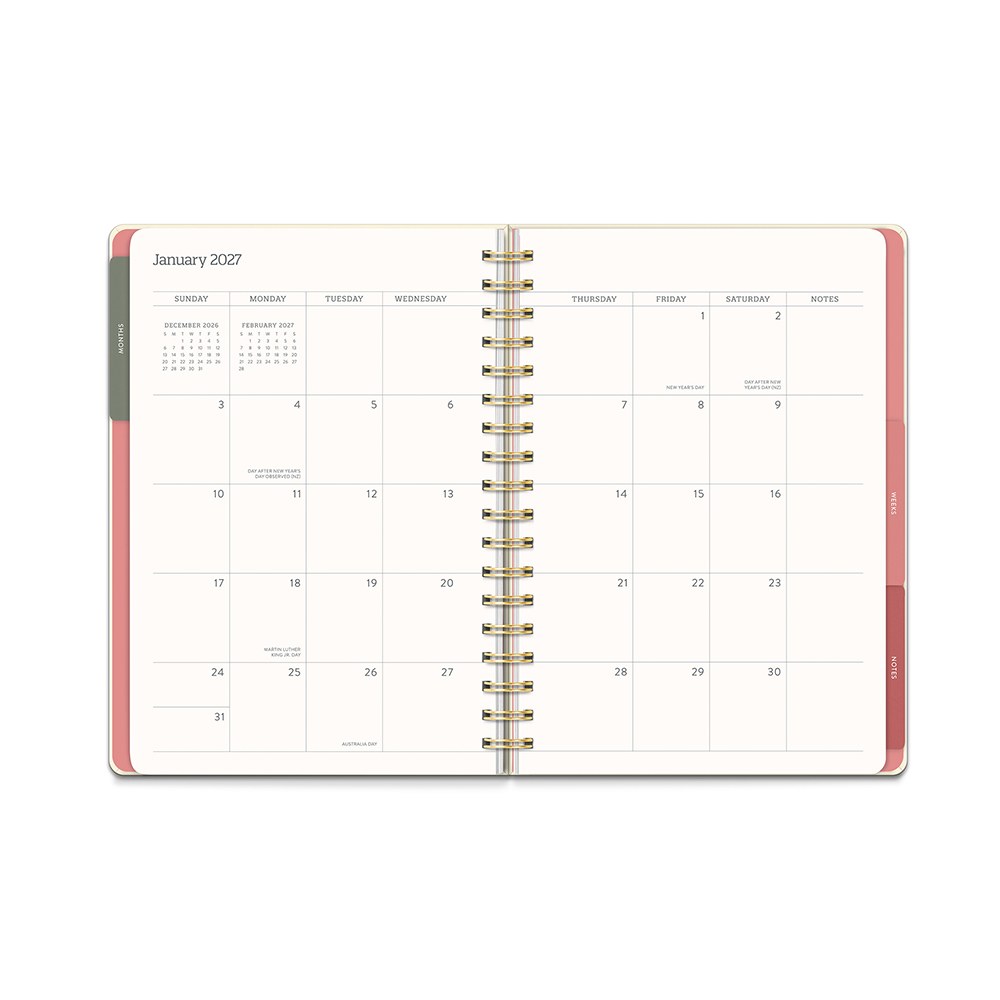 Orange Circle 2027 Tri-Tab Diary 178 x 244mm Week To View Age Of Romance
