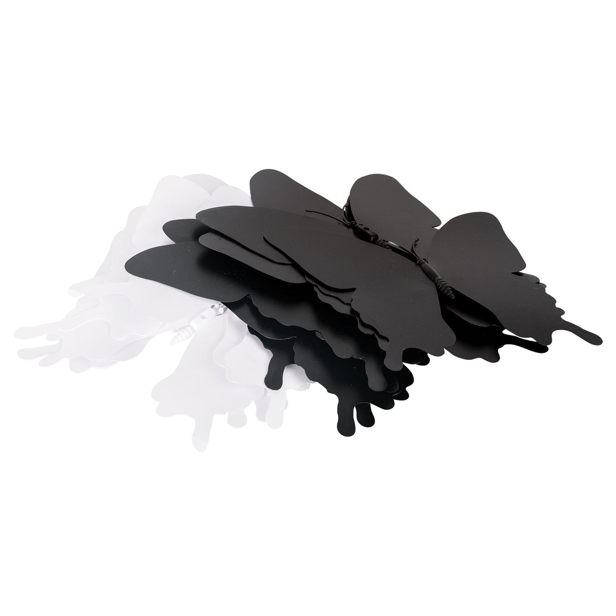 Zart Plastic Butterflies Black and White 12cm Pack of 20 Decorate-Your-Own