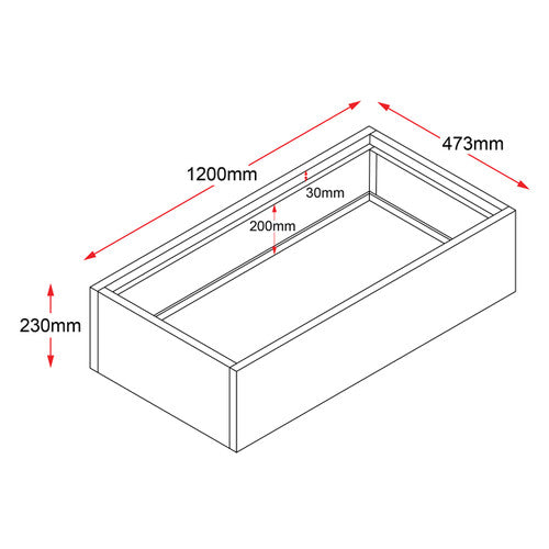 Rapidline Planter Box 1200 x 230 x 473mm Only White for Go Tambour Door Cupboard