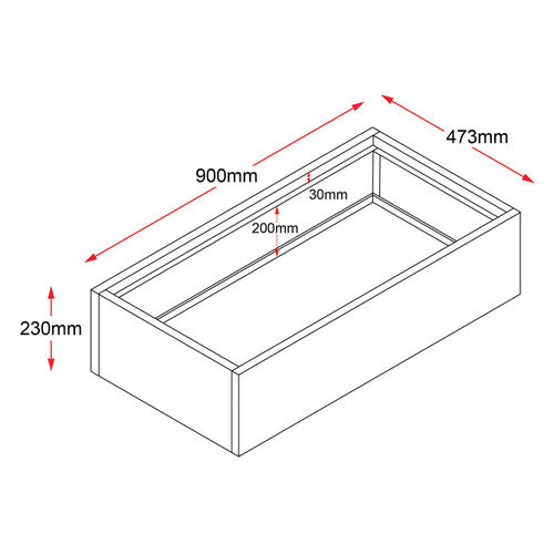 Rapidline Planter Box 900 x 230 x 473mm Only Black for Go Tambour Door Cupboard