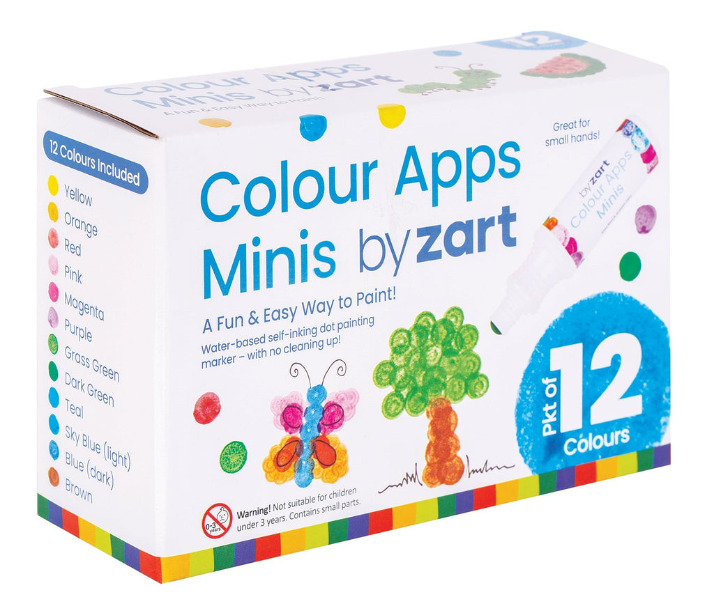 Zart Colour Apps Minis Box of 12 Self-Inking Dot Paint Markers Ages 3+