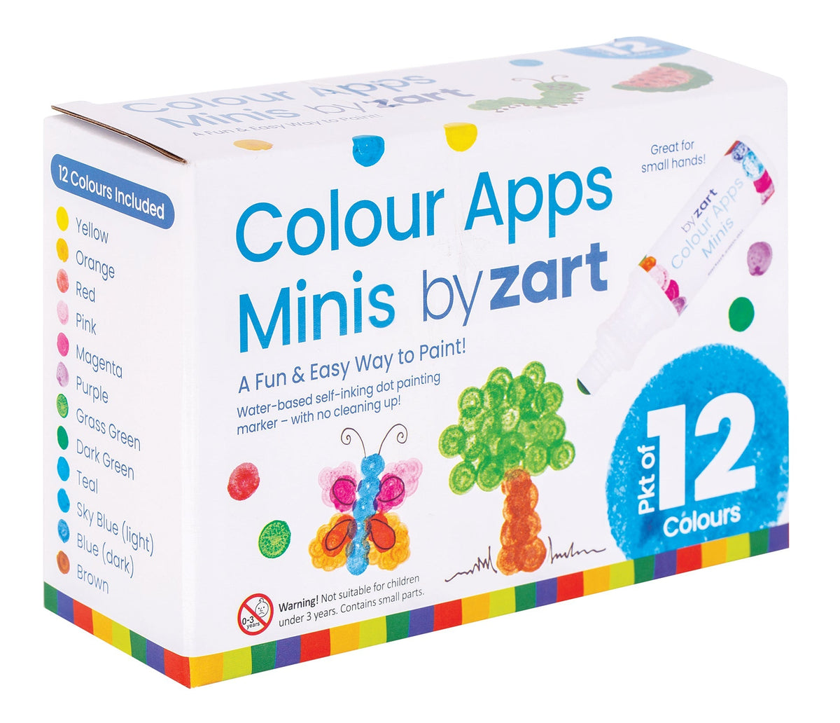 Zart Colour Apps Minis Box of 12 Self-Inking Dot Paint Markers Ages 3+