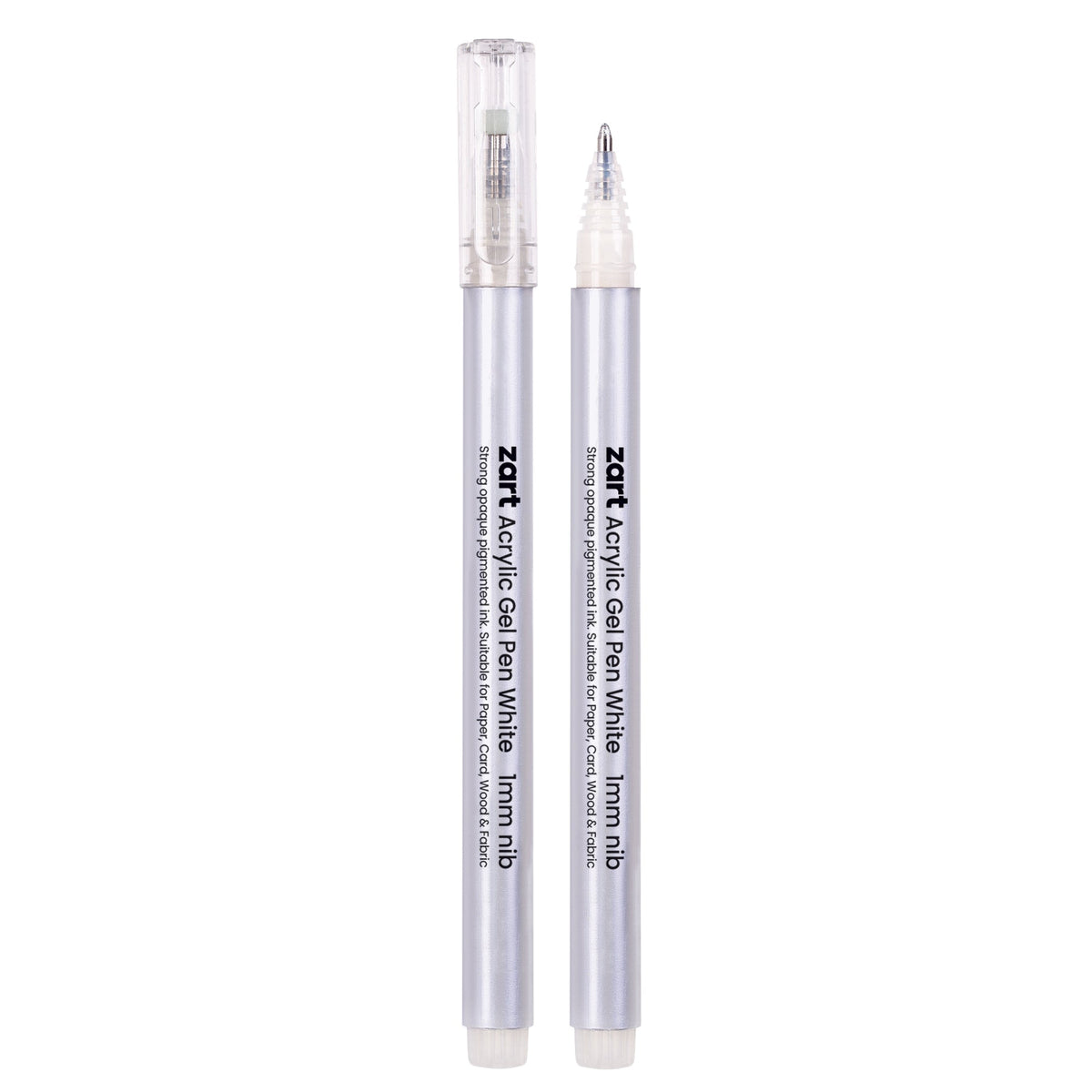 Zart Gel Pen White Pack of 20 Acrylic Pigment Ink 1mm Broad Nib