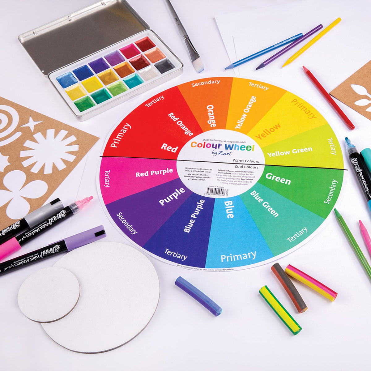 Zart Colour Wheel Multi Surface Decal 35cm Diameter 12 Segment Vinyl