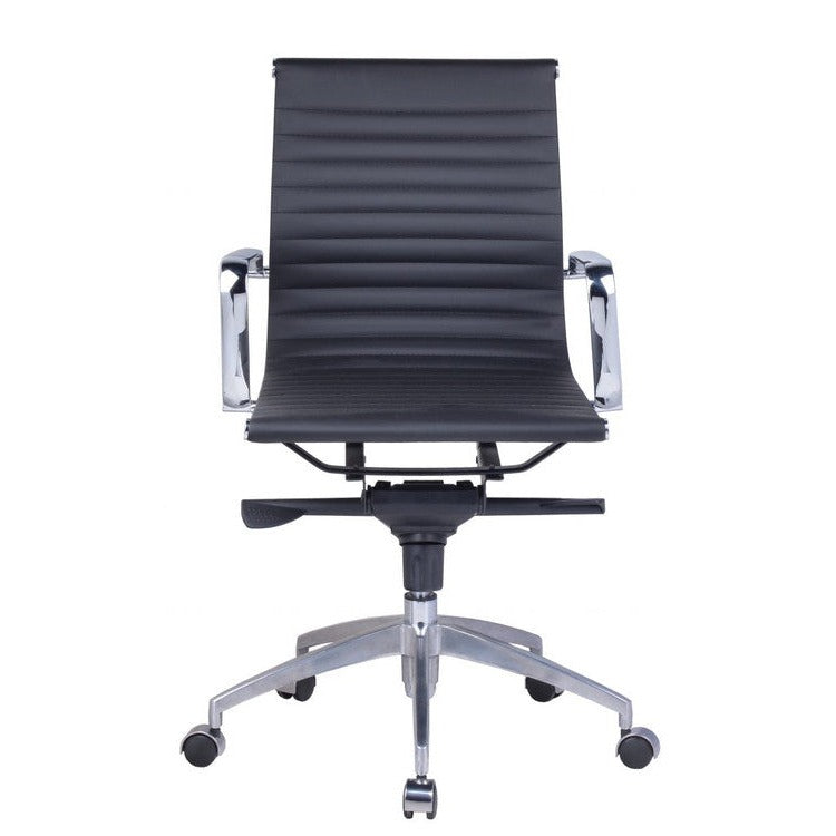 Rapidline PU605M Medium Back Executive Chair with Arms Black PU / Chrome Base