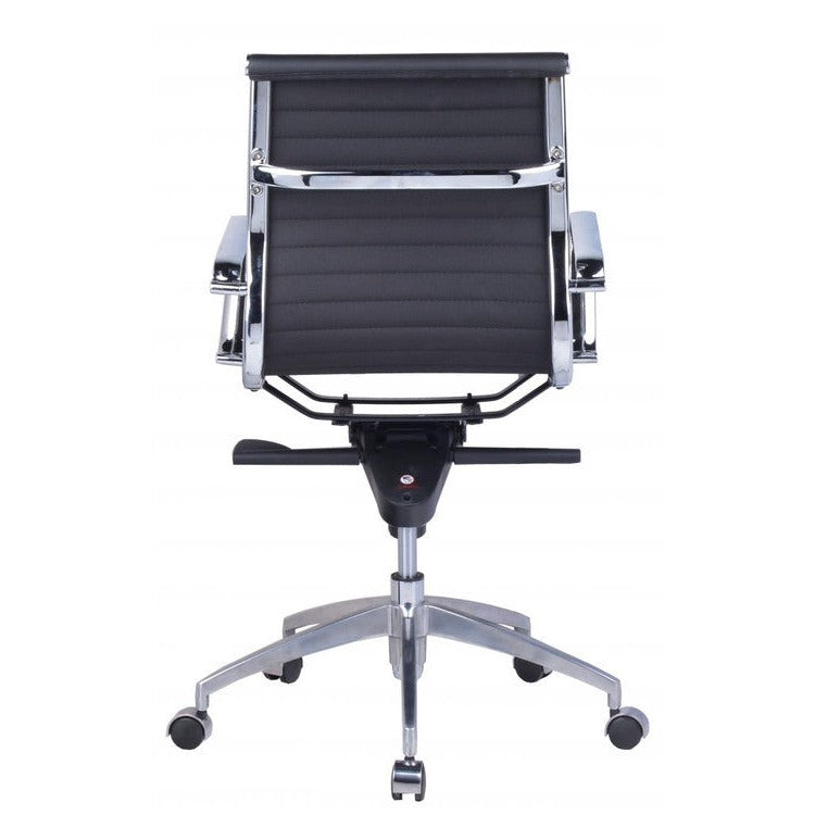 Rapidline PU605M Medium Back Executive Chair with Arms Black PU / Chrome Base