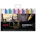 Uni Liquid Chalk Marker Chisel Tip 8mm Metallic Colours Pack of 8