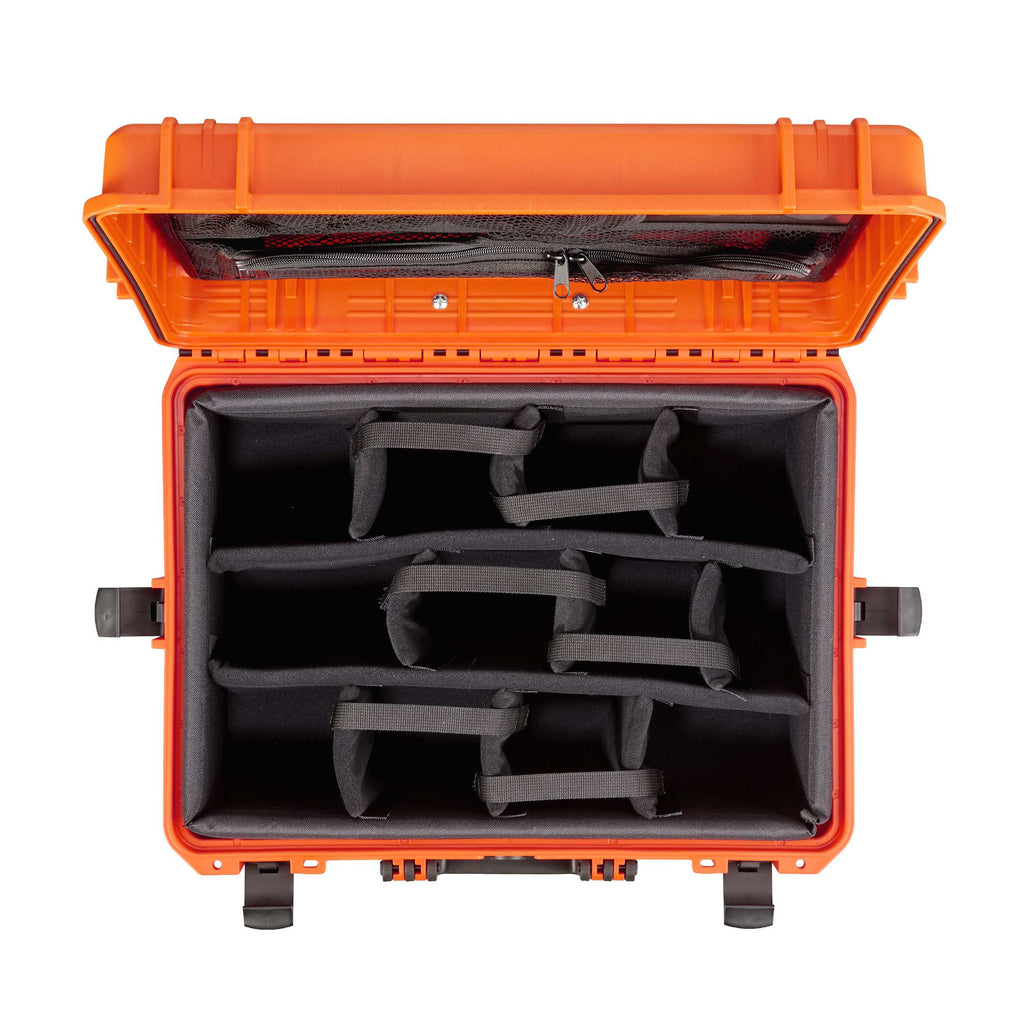 Panaro MAX505CAMORGTR Waterproof Case with Padded Dividers, Lid Organiser and Trolley Orange