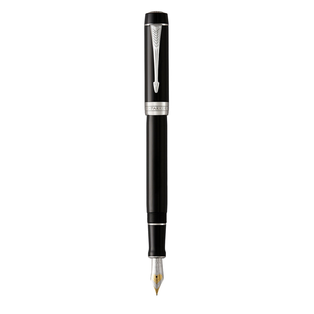 Parker Duofold Classic Fountain Pen Black and Palladium Trim Medium Nib