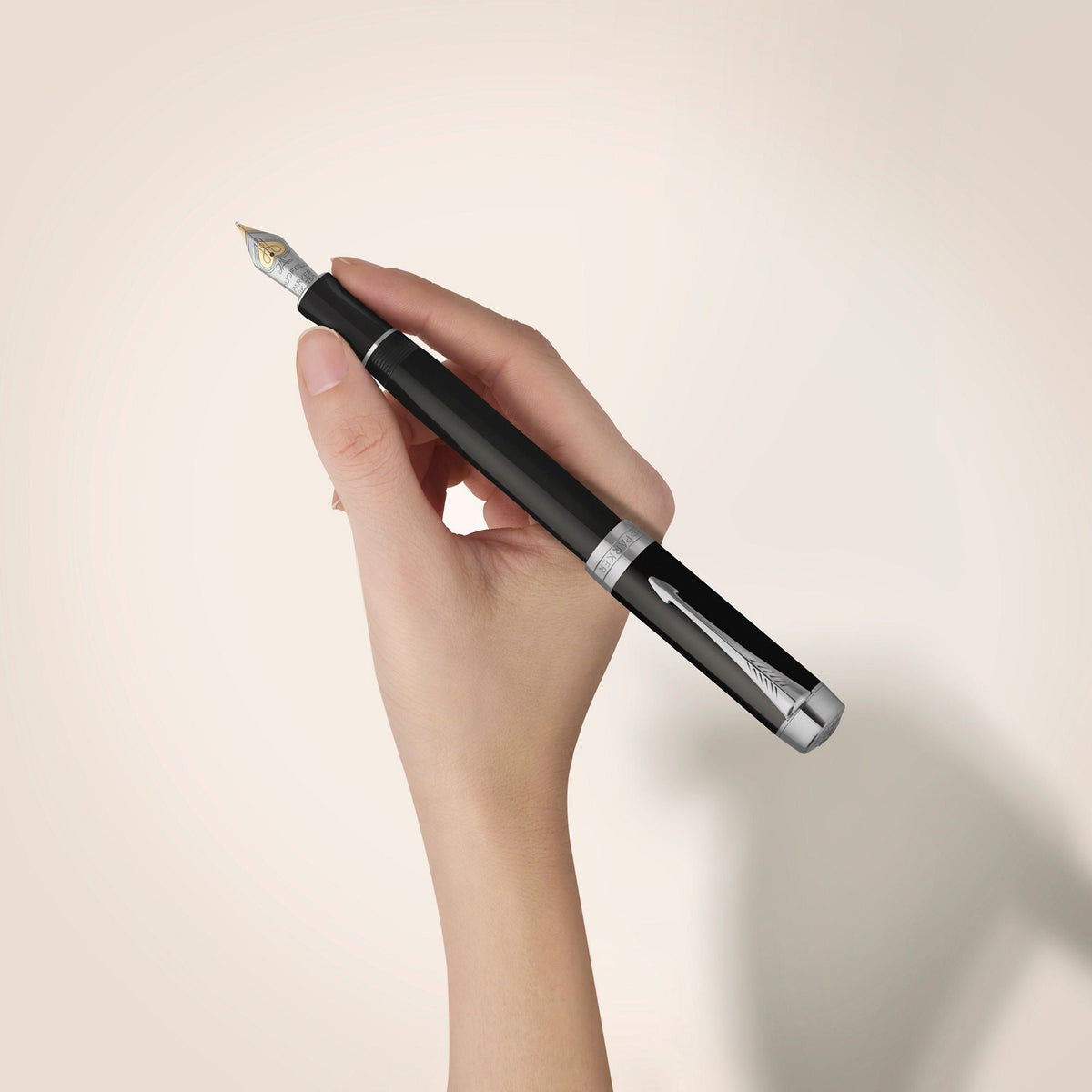Parker Duofold Classic Fountain Pen Black and Palladium Trim Medium Nib