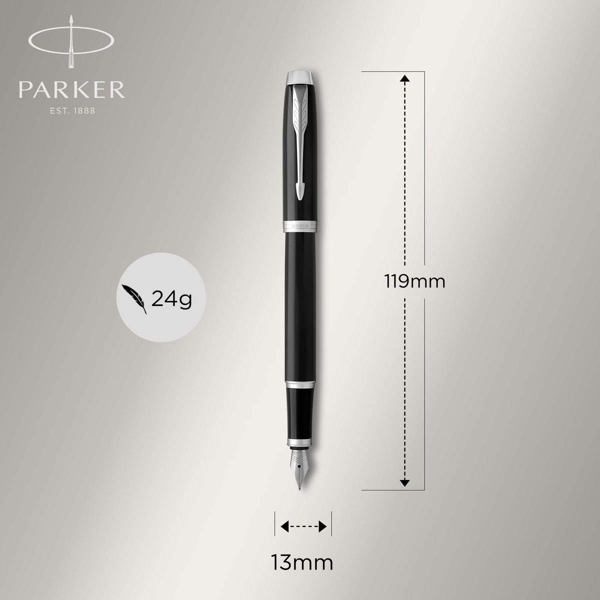 Parker IM Fountain Pen Black Lacquer and Chrome Trim Medium Nib