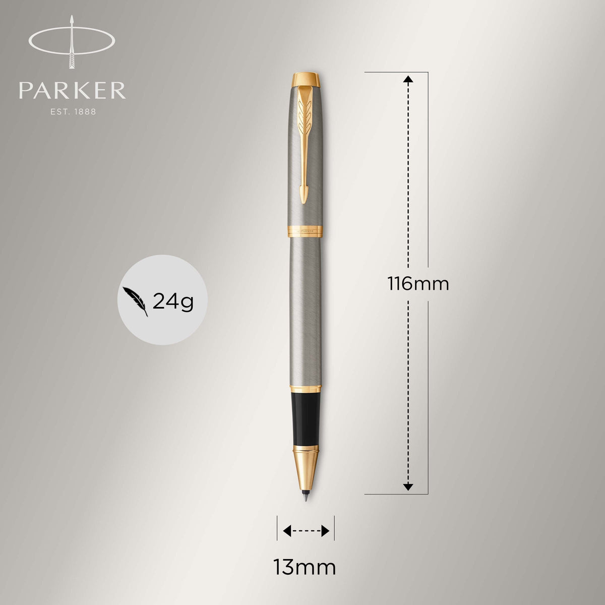 Parker IM Rollerball Pen Brushed Metal and Gold Trim Fine Tip