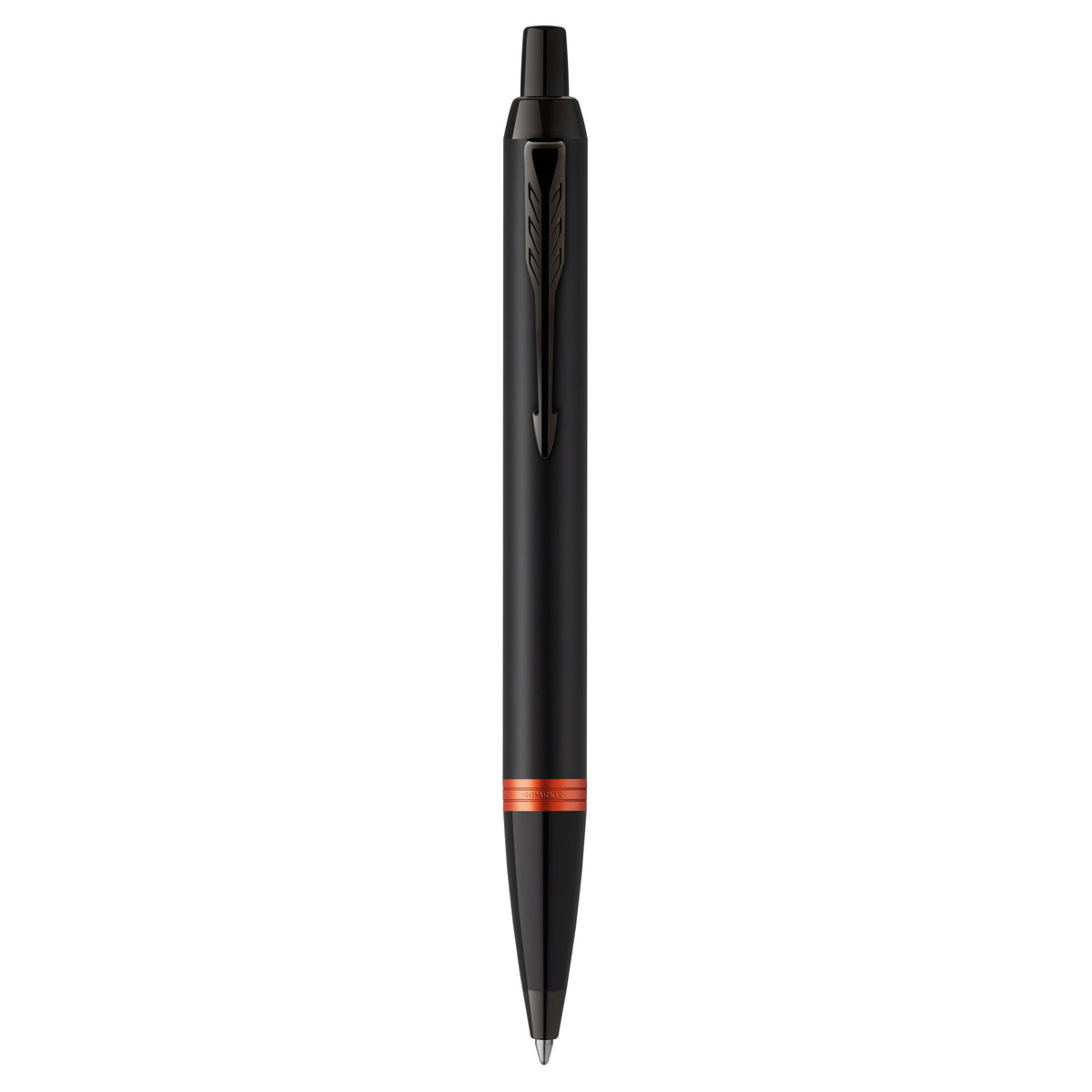 Parker IM Vibrant Rings Ballpoint Pen Satin Black and Flame Orange Ring Medium Tip
