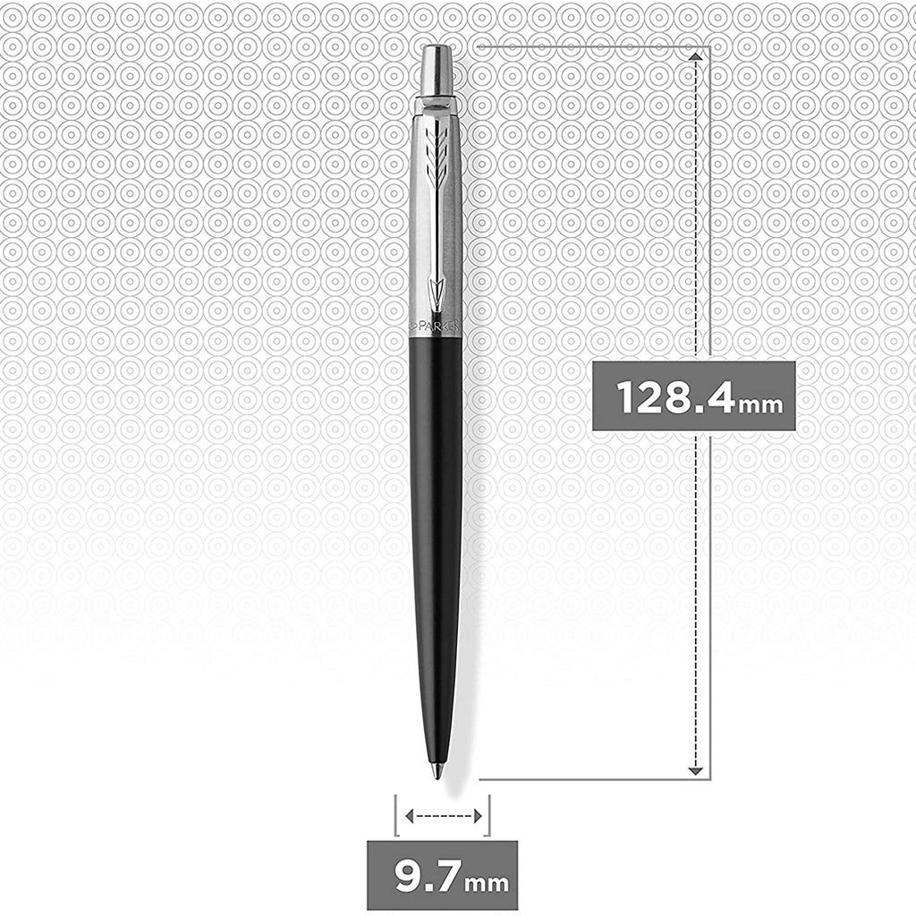 Parker Jotter Ballpoint Pen Bond Street Black and Chrome Trim Medium Tip