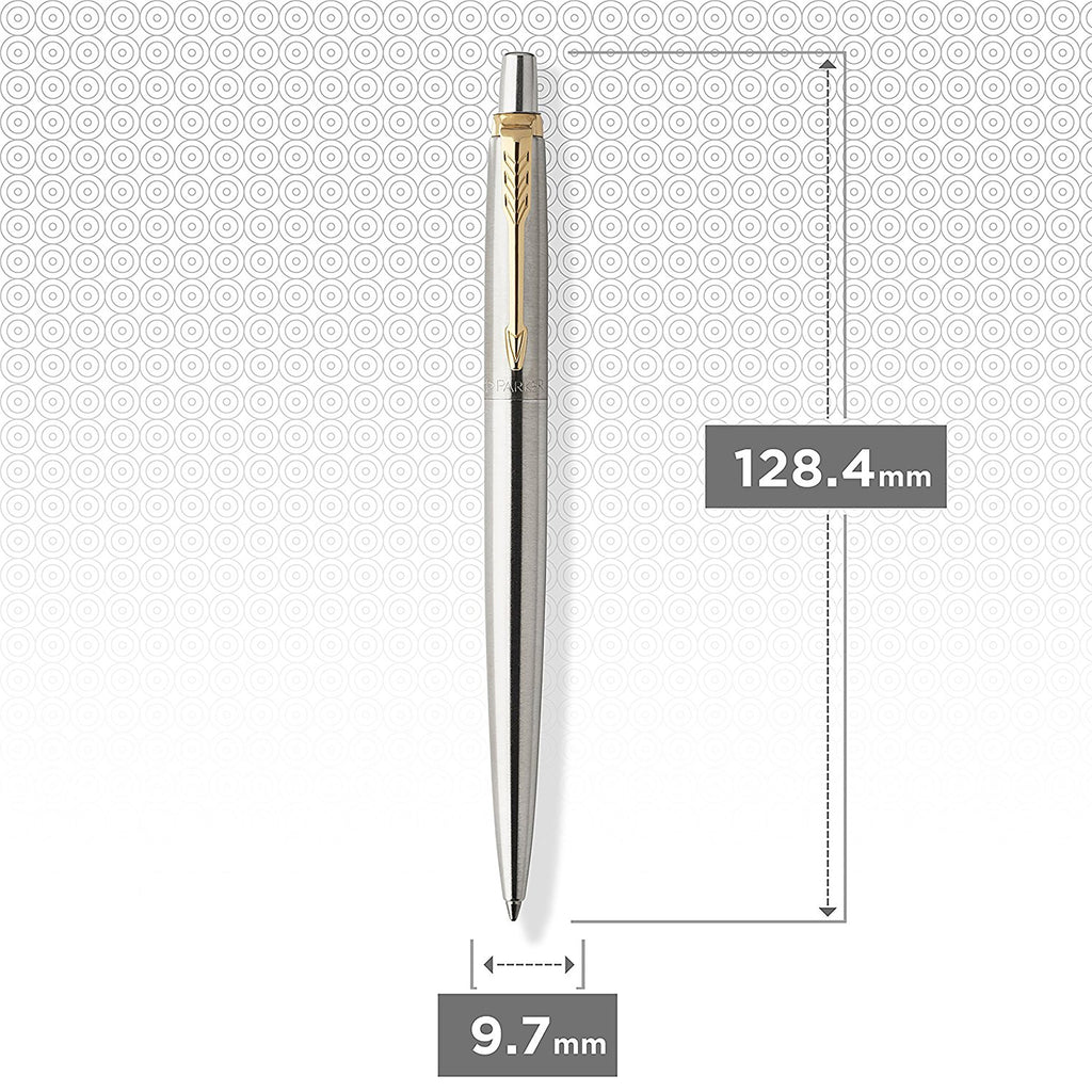 Parker Jotter Ballpoint Pen Stainless Steel and Gold Trim Medium Tip