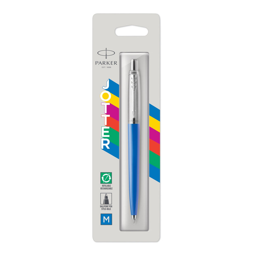 Parker Jotter Original Ballpoint Pen Blue and Chrome Trim Medium Tip