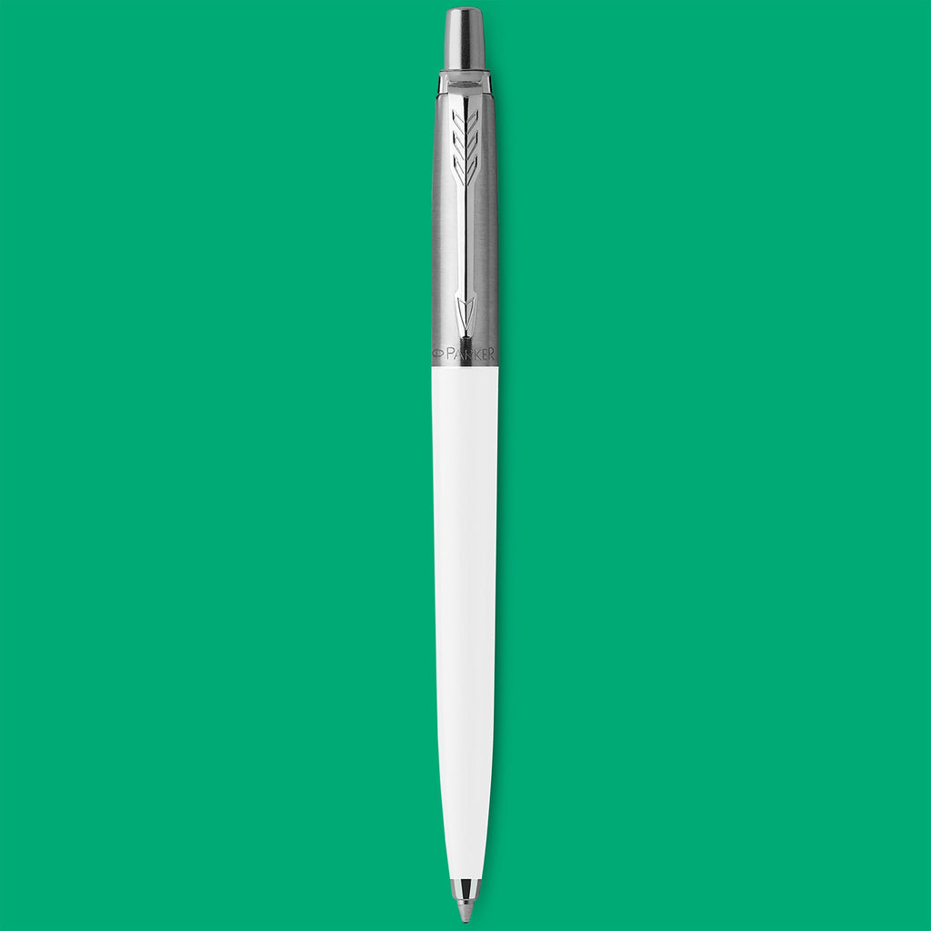 Parker Jotter Original Ballpoint Pen White and Chrome Trim Medium Tip