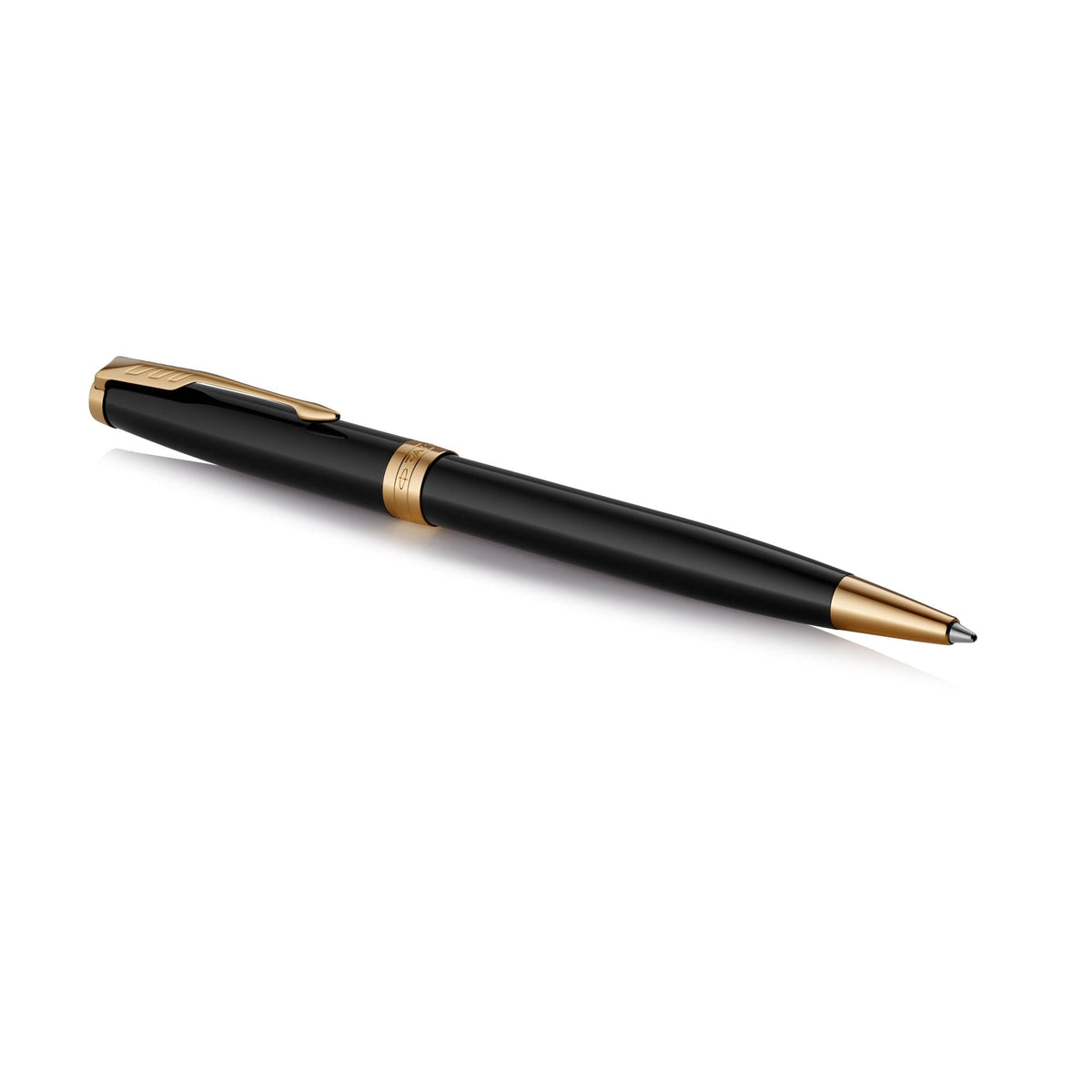Parker Sonnet Ballpoint Pen Black Lacquer and Gold Trim Medium Tip