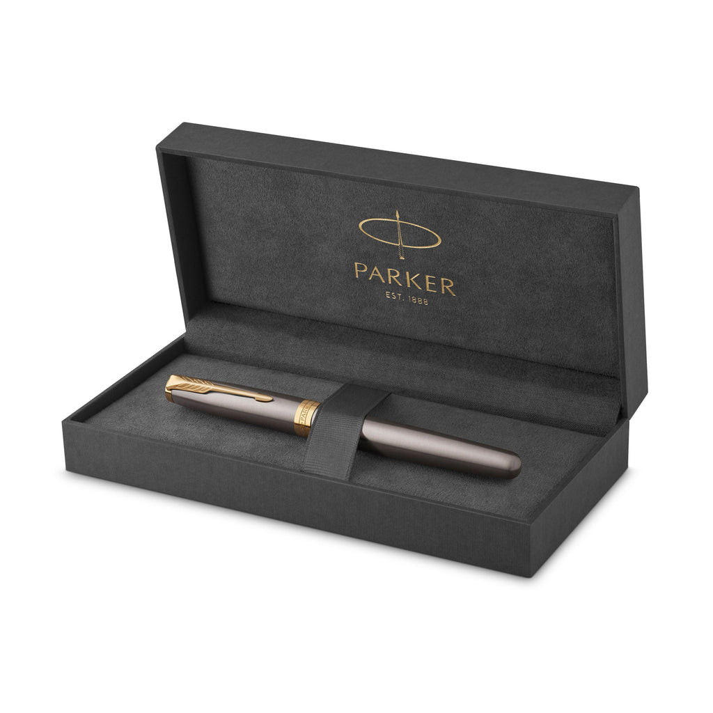 Parker Sonnet Ballpoint Pen Grey Lacquer and Gold Trim Medium Tip
