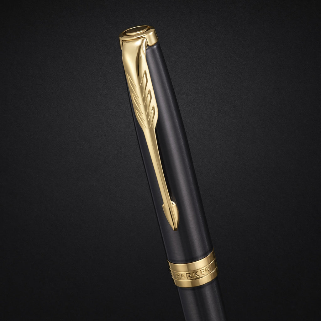 Parker Sonnet Ballpoint Pen Grey Lacquer and Gold Trim Medium Tip