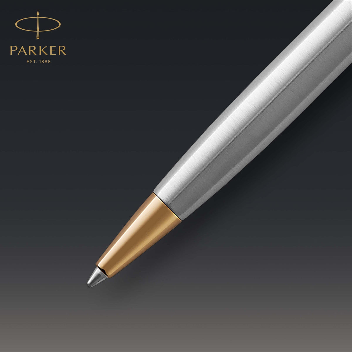 Parker Sonnet Ballpoint Pen Stainless Steel and Gold Trim Medium Tip