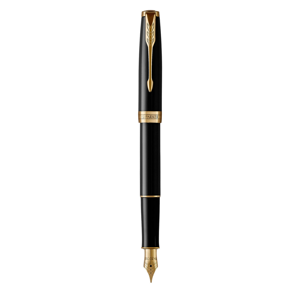 Parker Sonnet Fountain Pen Black Lacquer and Gold Trim Medium Nib