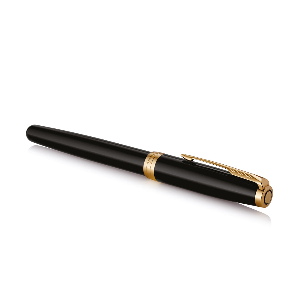 Parker Sonnet Fountain Pen Black Lacquer and Gold Trim Medium Nib