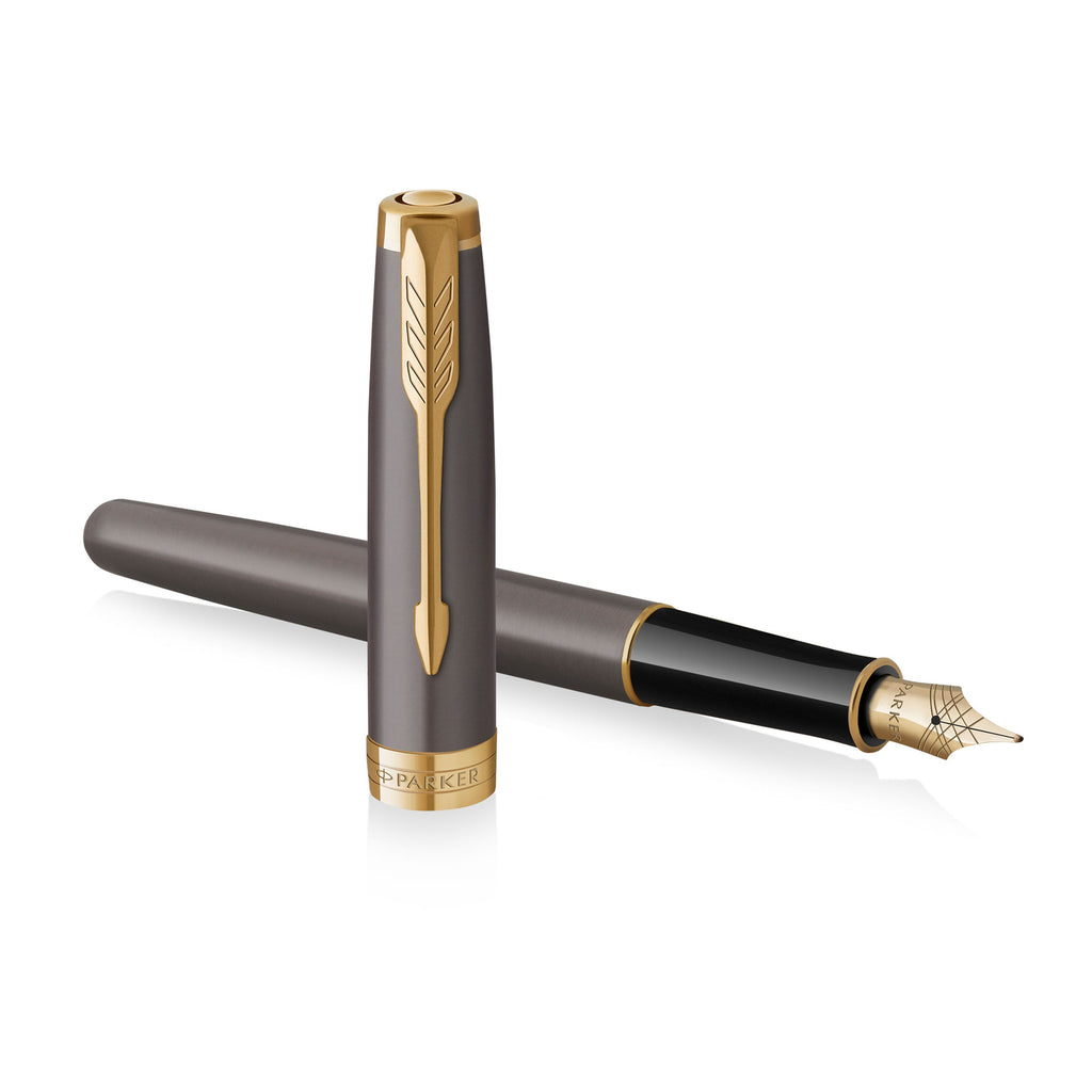 Parker Sonnet Fountain Pen Grey Lacquer and Gold Trim Medium Nib