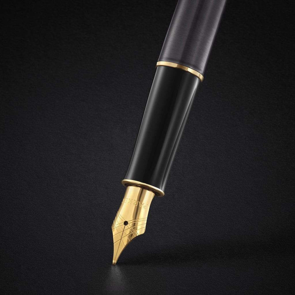 Parker Sonnet Fountain Pen Grey Lacquer and Gold Trim Medium Nib
