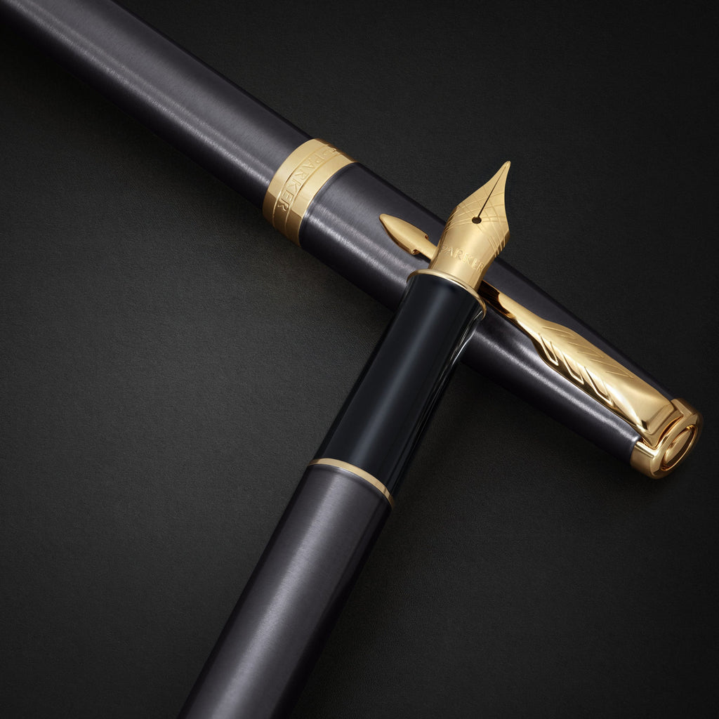 Parker Sonnet Fountain Pen Grey Lacquer and Gold Trim Medium Nib