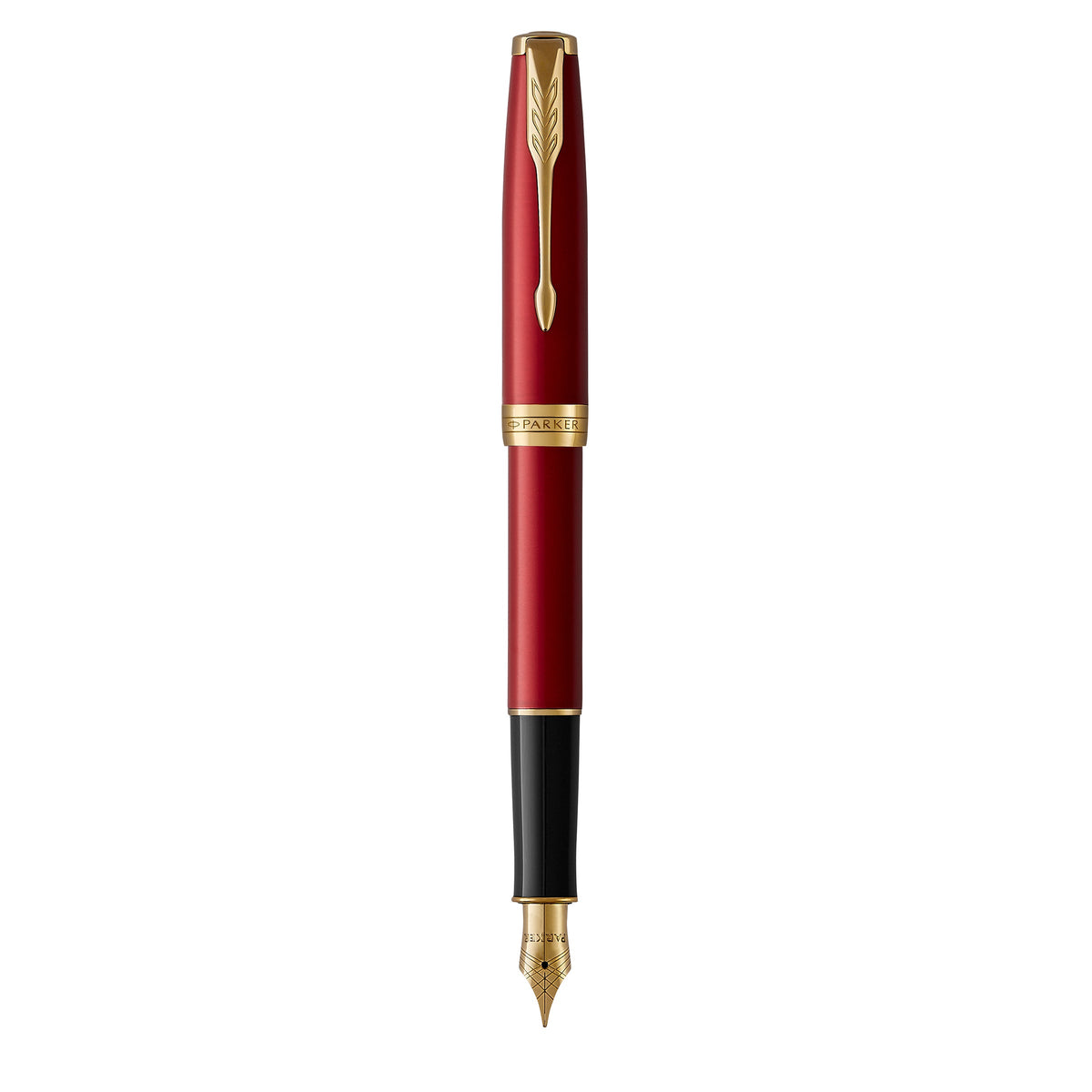 Parker Sonnet Fountain Pen Red Lacquer and Gold Trim Medium Nib