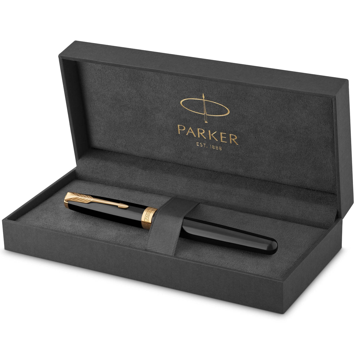 Parker Sonnet Rollerball Pen Black Lacquer and Gold Trim Fine Tip