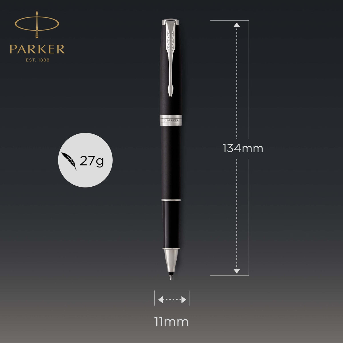 Parker Sonnet Rollerball Pen Matte Black Lacquer and Palladium Trim Fine Tip