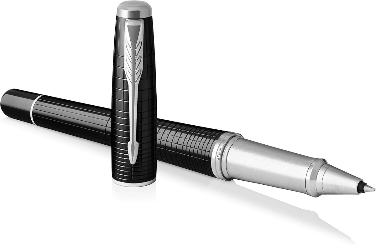 Parker Urban Premium Rollerball Pen Ebony Metal Chiselled Chrome Trim Fine Tip