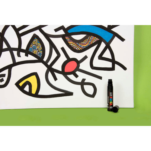 Posca PC-5M Paint Marker Pen Bullet Medium Black White Gold and Silver Wallet of 4