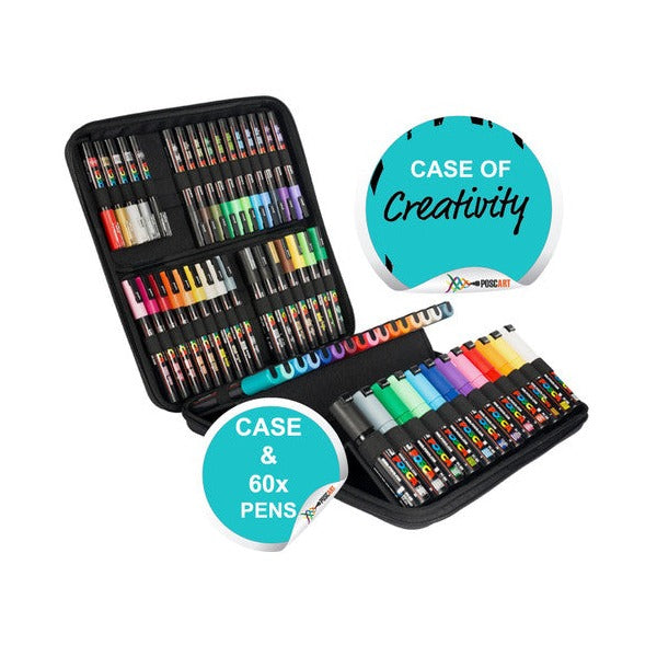 Posca Storage Case Large Kit with 60 Assorted Markers