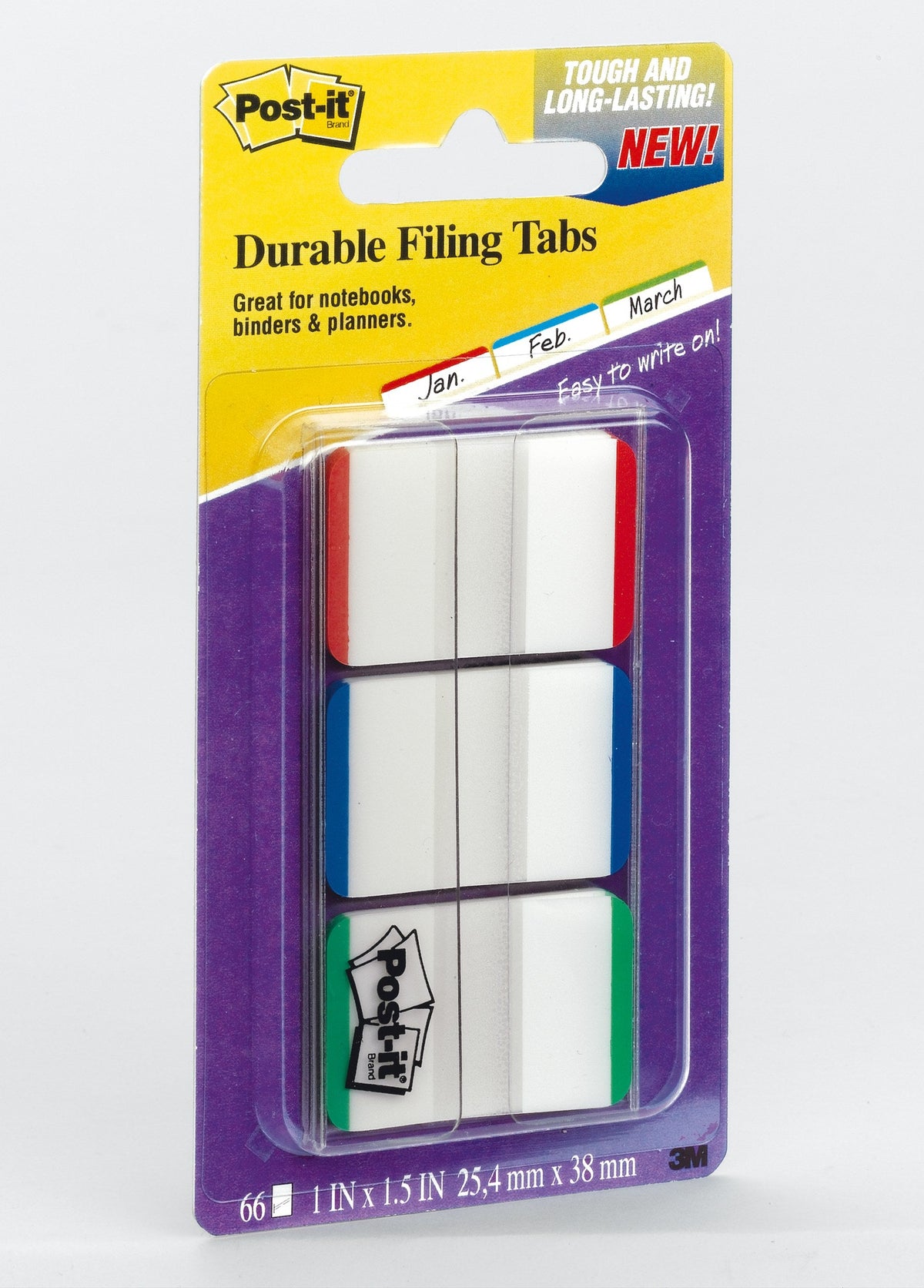 Post-it Durable Tabs Green Blue Red 25 x 38mm 686L-GBR