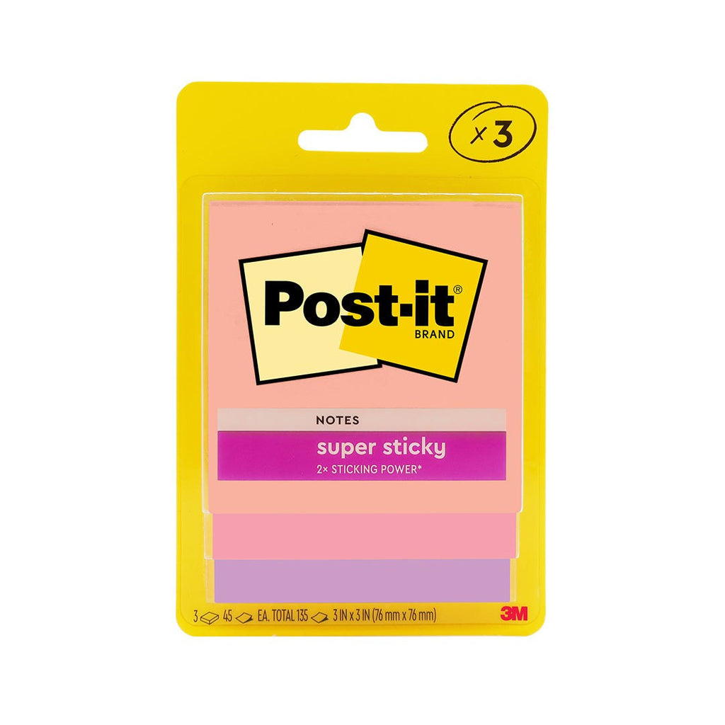 Post-it Super Sticky Notes Flamingo 76 x 76mm Pack of 3