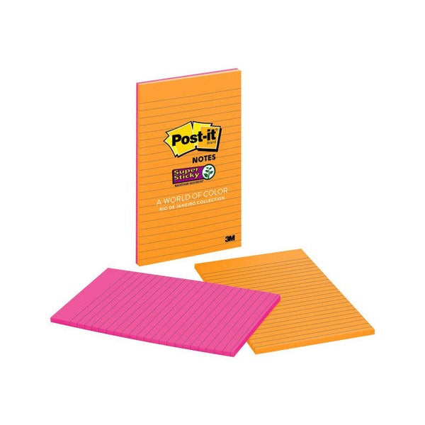 Post-it Super Sticky Notes Lined Rio De Janeiro 127 x 203mm Pack of 4 5845-SSUC