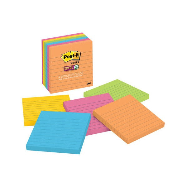 Post-it Super Sticky Notes Lined Rio De Janeiro 101 x 101mm Pack of 6 675-6SSUC