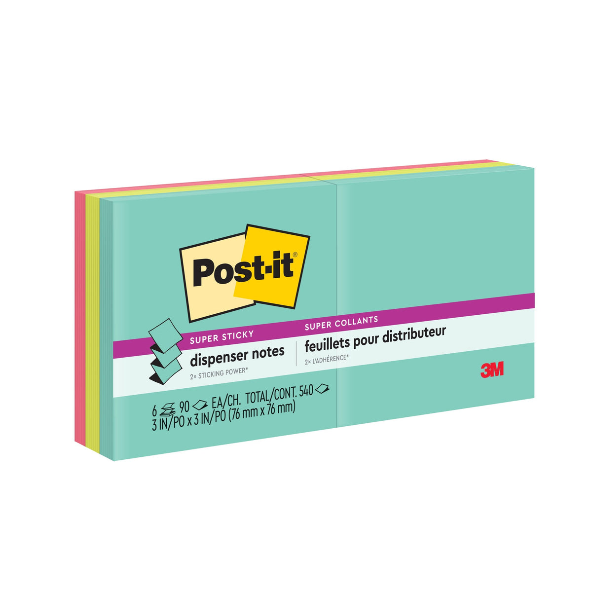Post-it Super Sticky Pop Up Notes Miami 76 x 76mm Pack of 6 R330-6SSMIA