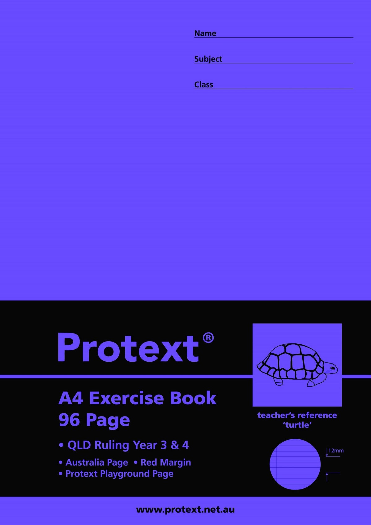 Protext Exercise Book A4 96 Page QLD Year 3 and 4 Ruled with Margin Turtle