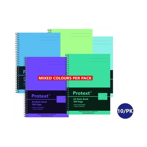Protext Notebook A5 Polypropylene Cover Ruled 100 Page Assorted